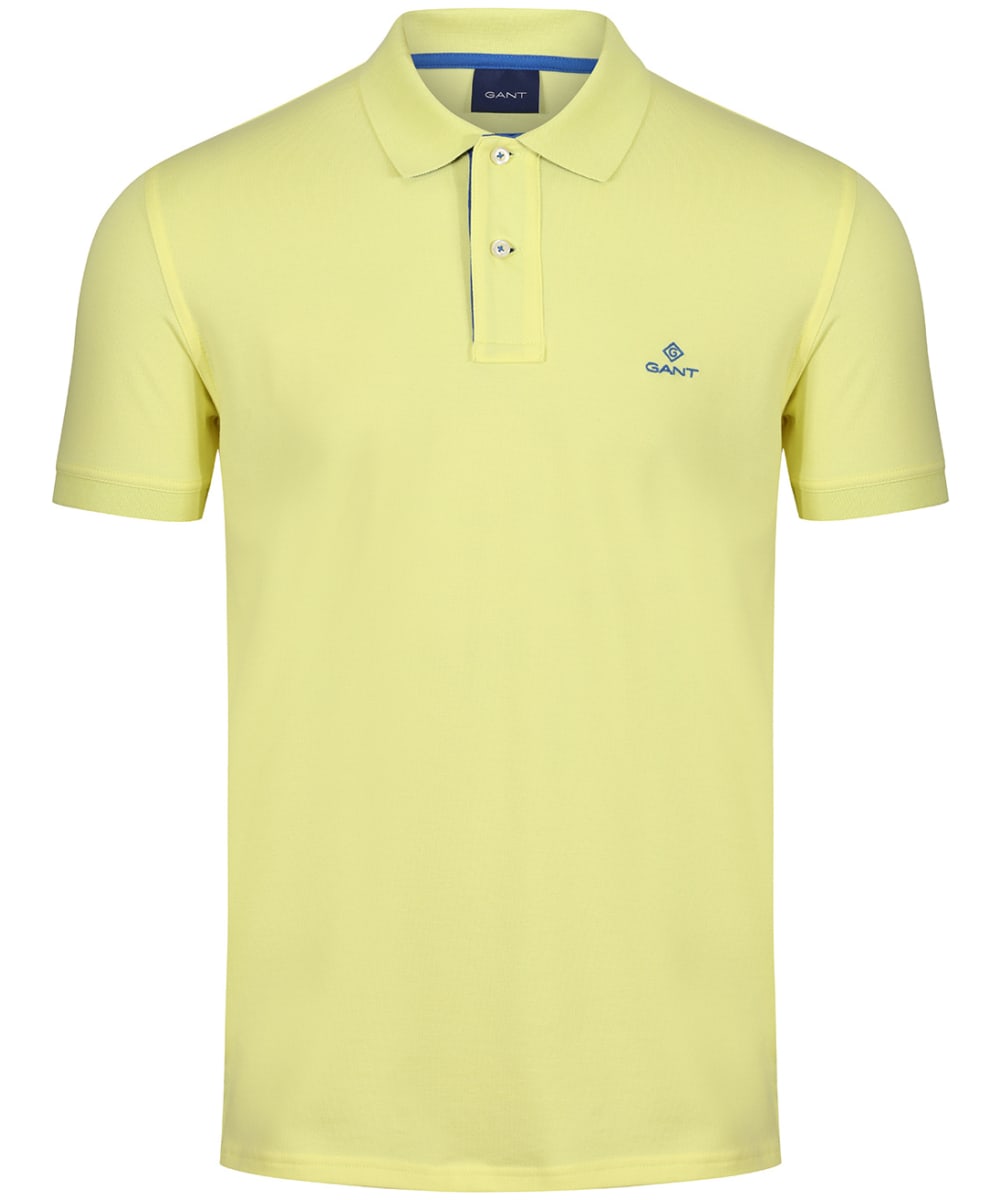 View Mens GANT Contrast Collar Short Sleeve Rugger Shirt Clear Yellow UK XL information