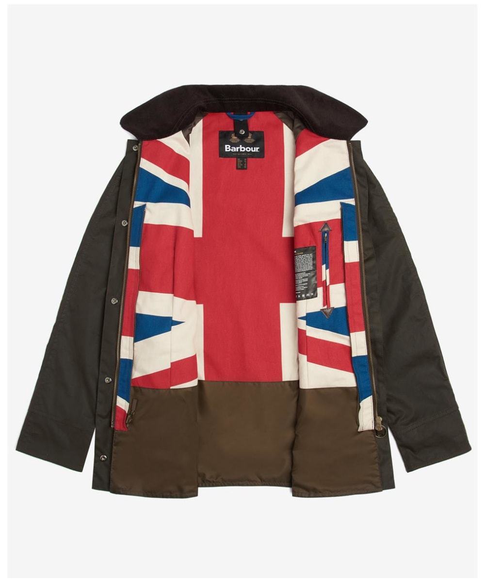 View Womens Barbour Union Jack Beadnell Wax Jacket Olive UK 14 information