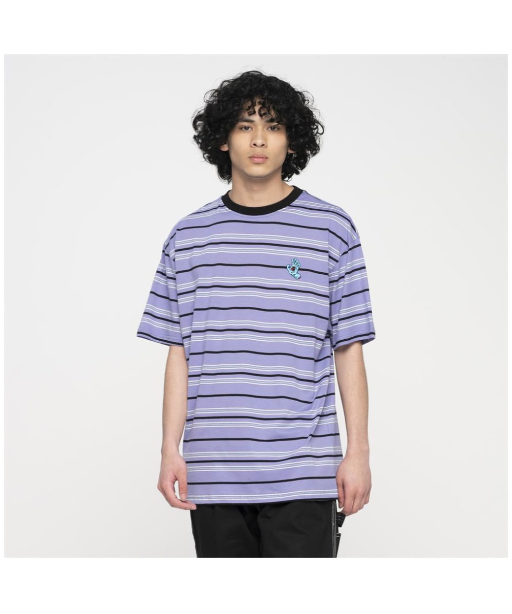 View Mens Santa Cruz Mini Hand Stripe Short Sleeve TShirt Digital Lavender Stripe S information