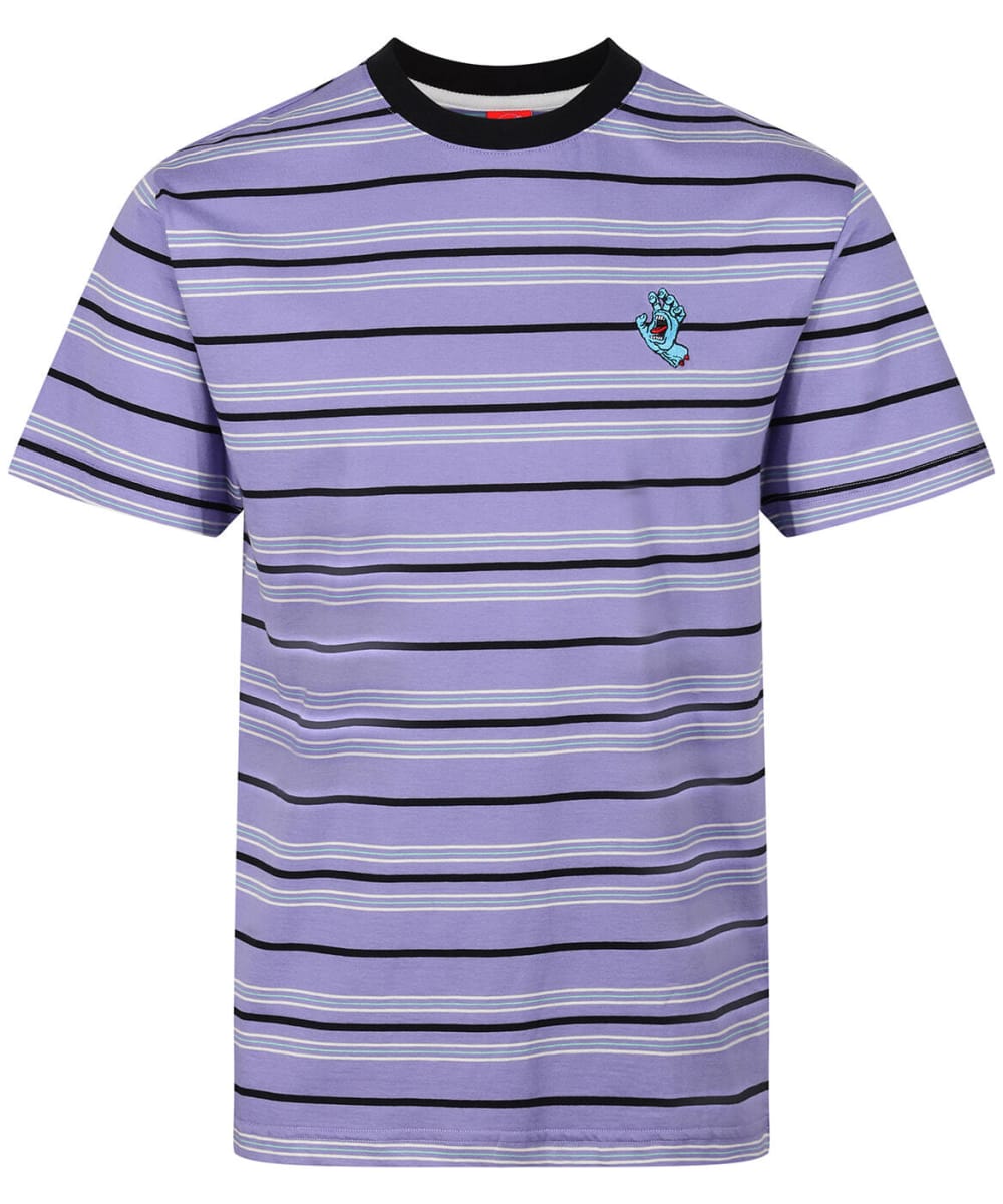View Mens Santa Cruz Mini Hand Stripe Short Sleeve TShirt Digital Lavender Stripe XL information