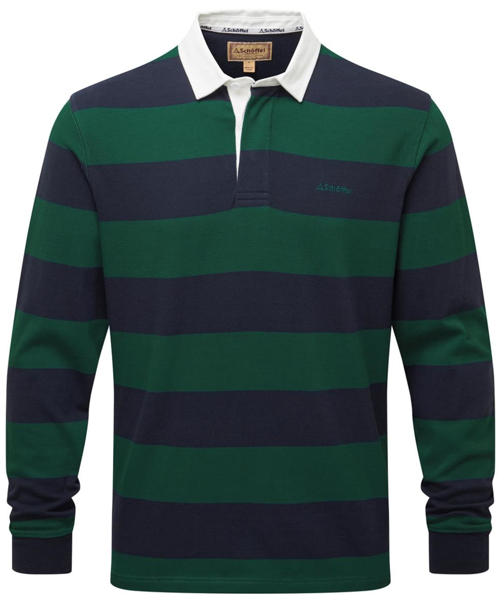 View Mens Schoffel St Mawes Rugby Shirt Navy Green Stripe UK S information
