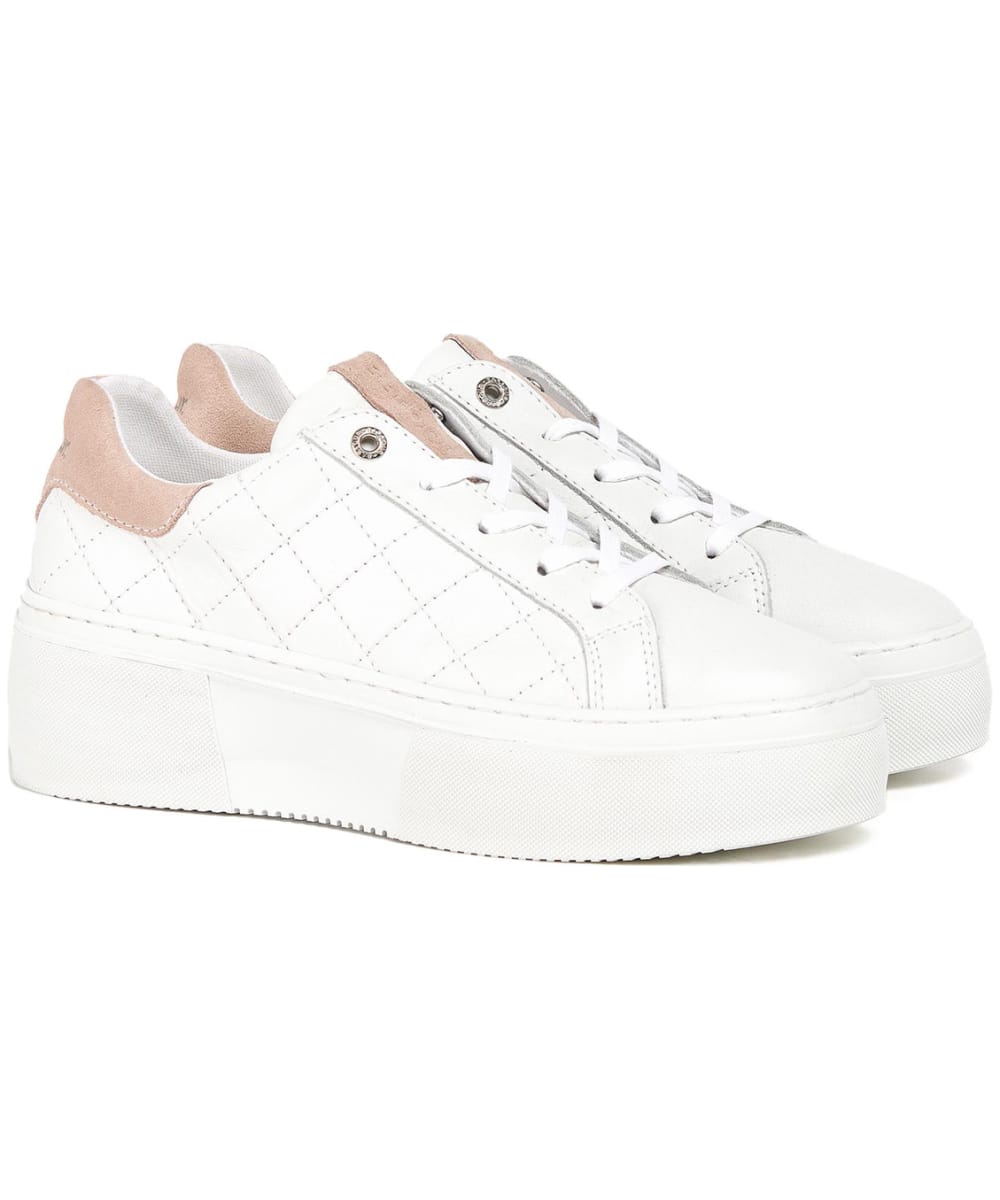 View Womens Barbour Darla Trainers White Silver Peony UK 6 information
