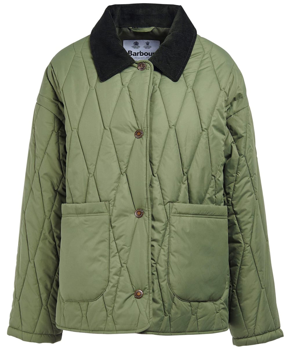 View Womens Barbour Delphinium Quilted Jacket Olivine UK 8 information