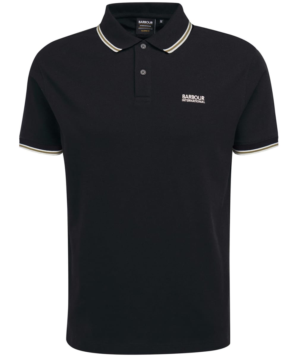 View Mens Barbour International Rider Tipped Polo Black UK XXL information