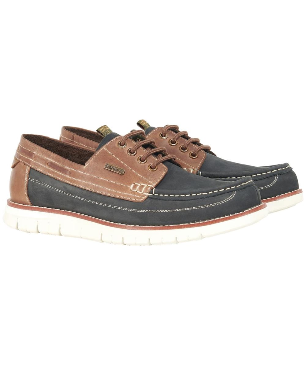 View Mens Barbour Hardy Deck Shoes Navy Brown UK 10 information