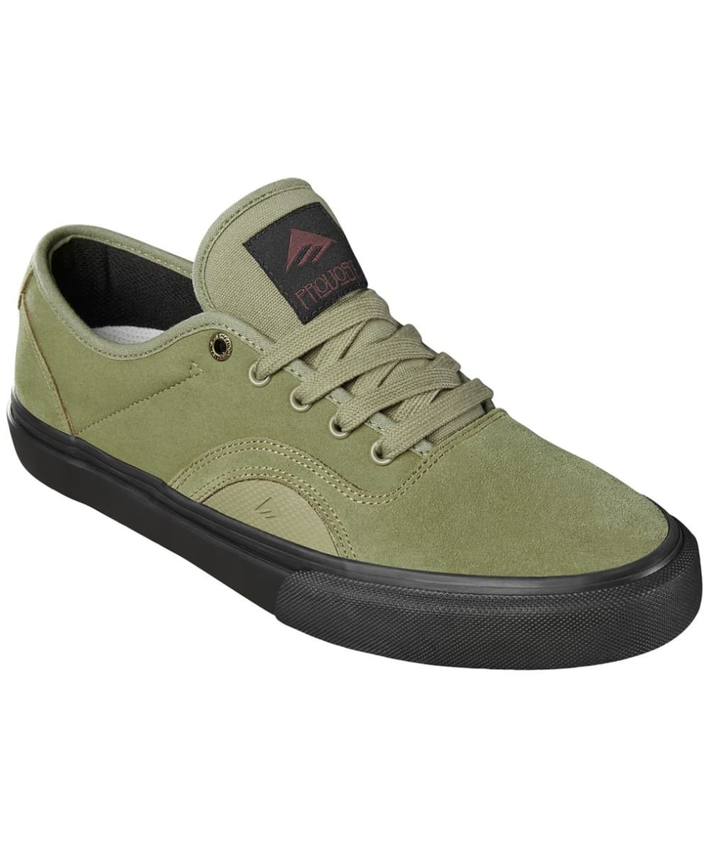 View Mens Emerica Provost G6 Suede And Canvas Skate Shoes Olive Black UK 12 information