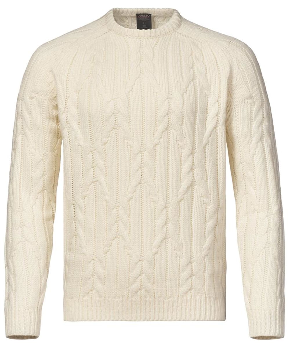 View Mens Musto Marina Cable Knit Jumper Antique Sail White UK XXL information
