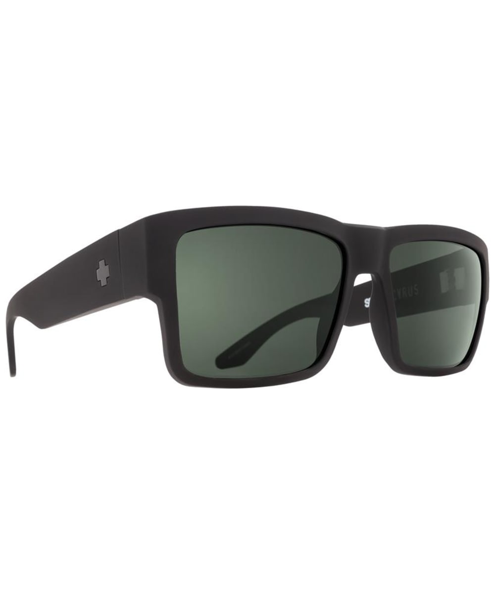 View SPY Cyrus Sunglasses Soft Matte Black Happy Gray Green Polarized Soft Matte Black One size information