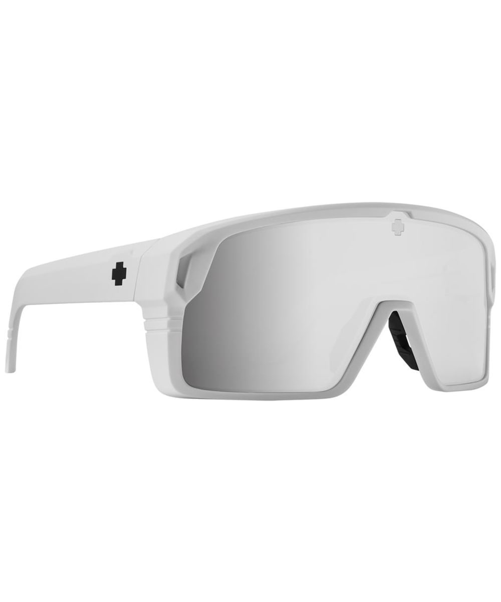 View SPY Monolith Wraparound Sunglasses Happy Bronze Platinum Spectra Mirror Lens Matte White One size information