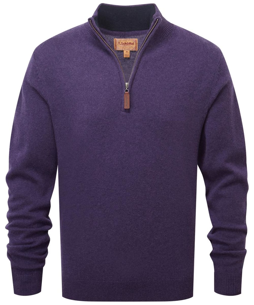 View Mens Schoffel Lambswool ¼ Zip Sweater Bramble UK XL information