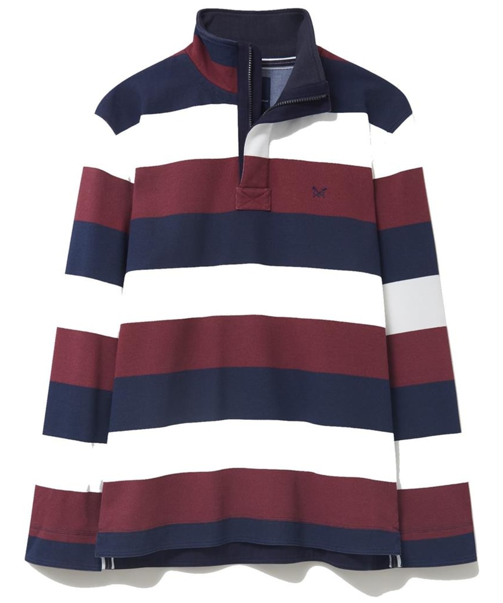 View Mens Crew Clothing Padstow Pique Rugby Sweatshirt Cordovan Navy White UK XL information