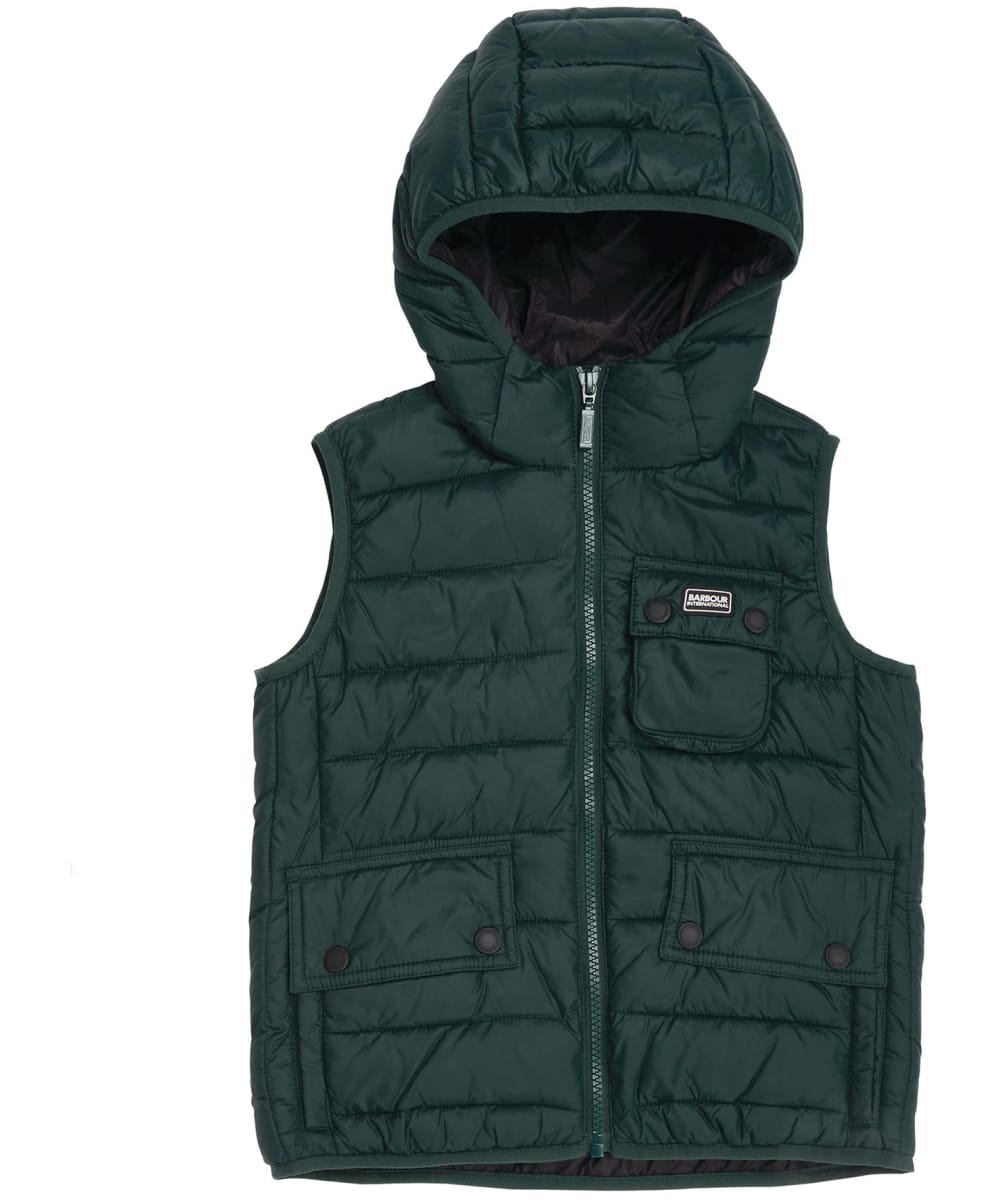 View Boys Barbour International Ouston Hooded Gilet 69yrs Pine Grove 89yrs M information