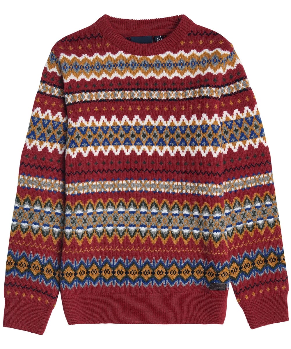 View Boys Barbour Case Fair Isle Crew Jumper 69yrs Red M 89yrs information