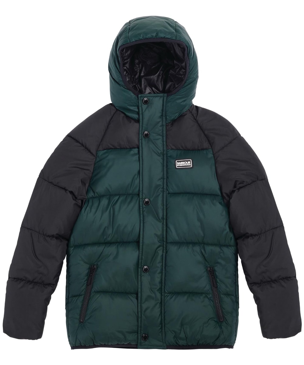 View Boys Barbour International Hoxton Quilted Jacket 69yrs Pine Grove 67yrs S information