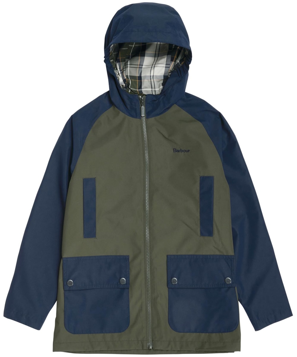 View Boys Barbour Patch Hooded Domus Showerproof Jacket 1015yrs Olive 1011yrs L information
