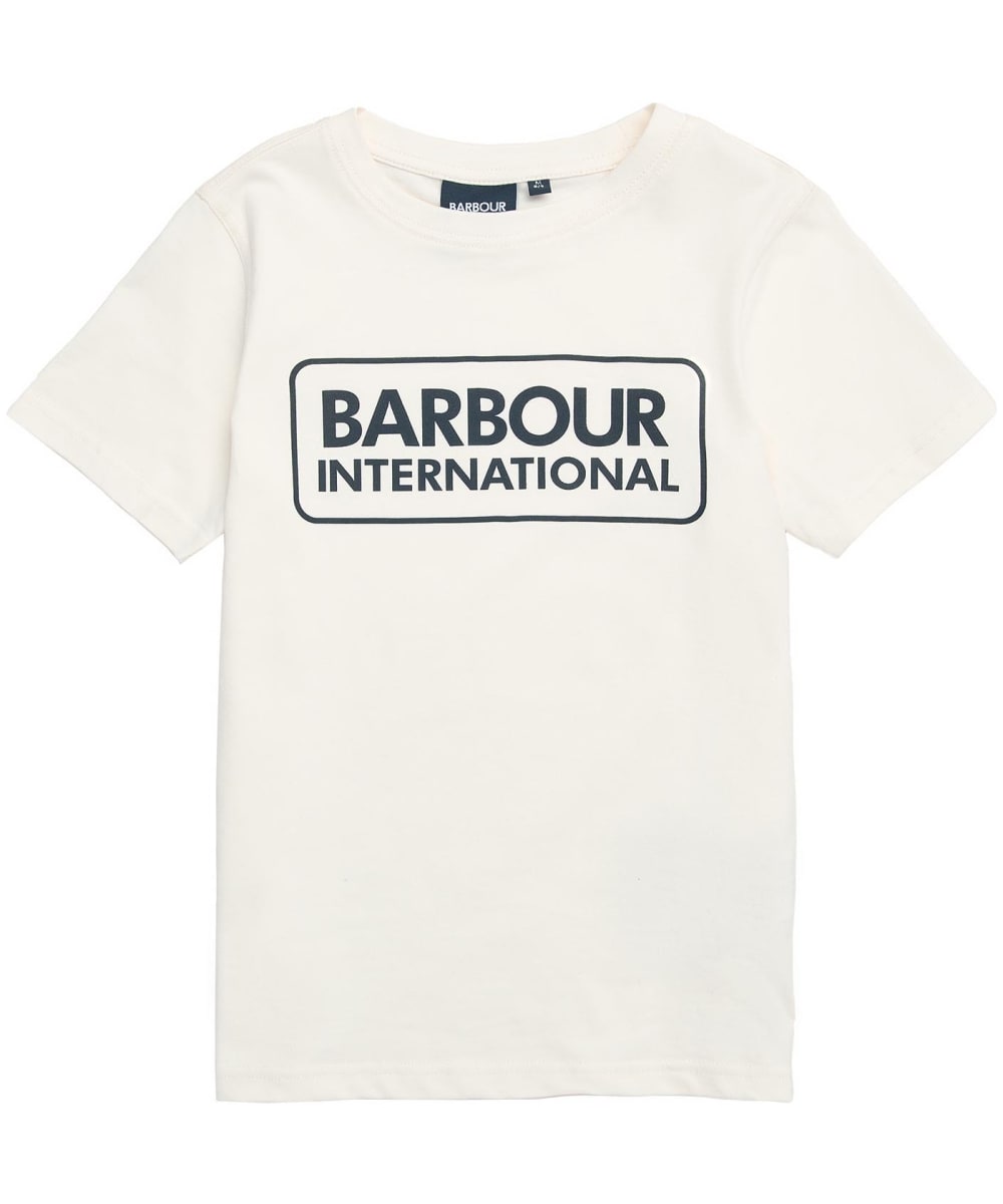 View Boys Barbour International Staple Large Logo TShirt 69yrs Bright White 67yrs S information