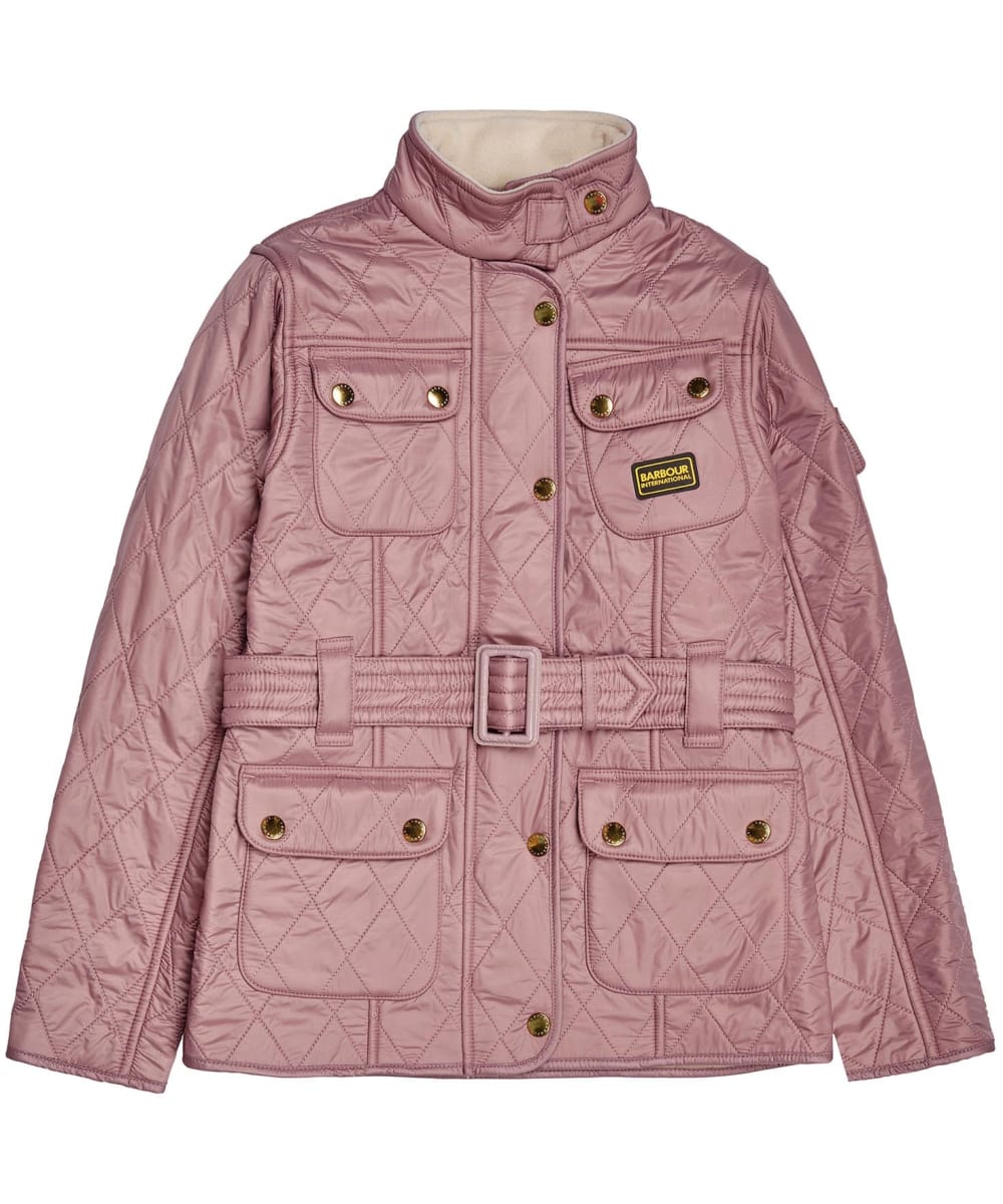 View Girls Barbour International Quilted Jacket 29yrs Iced Fondant 89yrs M information
