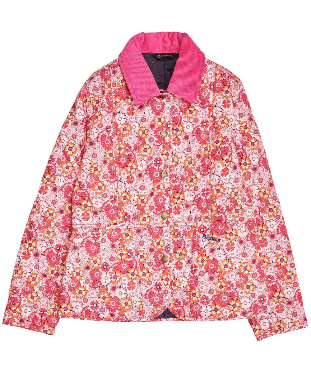 View Girls Barbour Patterned Liddesdale Quilted Jacket 1015yrs Pink Dahlia Floral 1415yrs XXL information