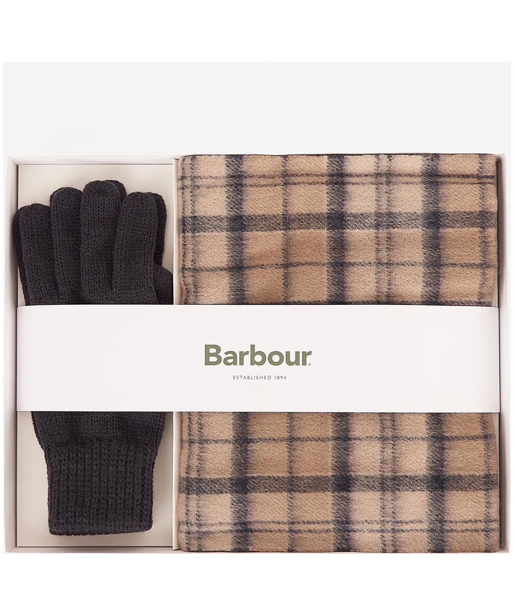 View Womens Barbour Wool Tartan Scarf Glove Set Trench One size information