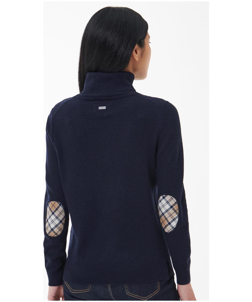 Burberry - Black V-Neck Cashmere Sweater w/ Plaid Elbow Patches Sz