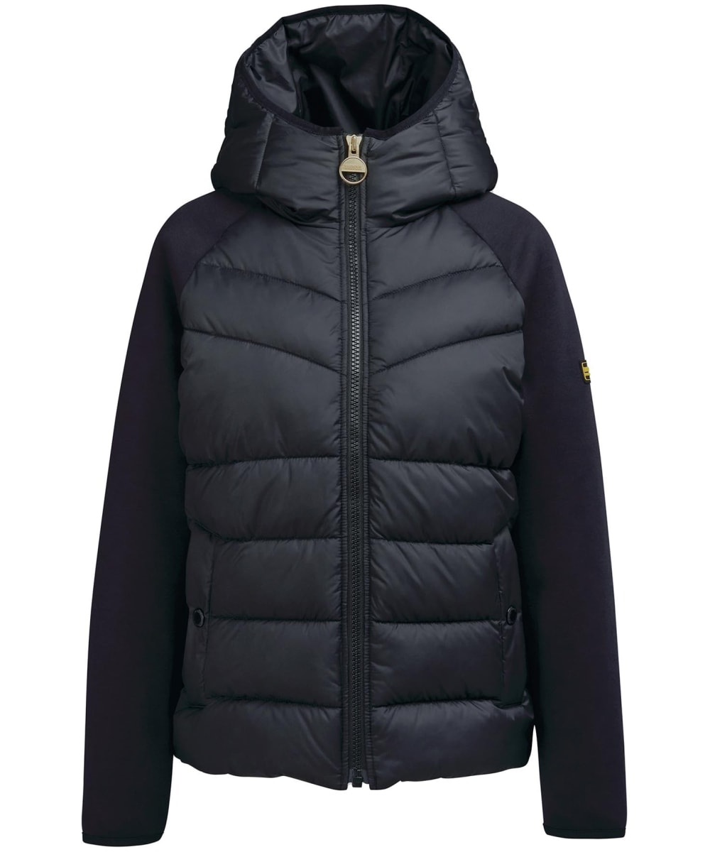 View Womens Barbour International Scout Quilted Sweat Jacket Black Black Leopard UK 16 information