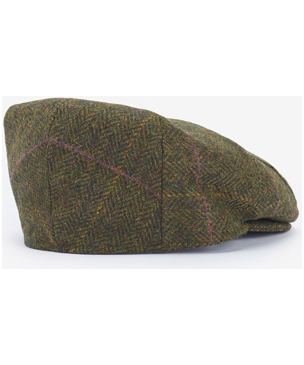 View Mens Barbour Wool Crieff Flat Cap Olive Purple Yellow 7 12 61cm information