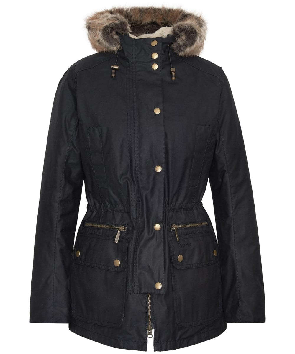 View Womens Barbour Kelsall Waxed Jacket Black UK 14 information