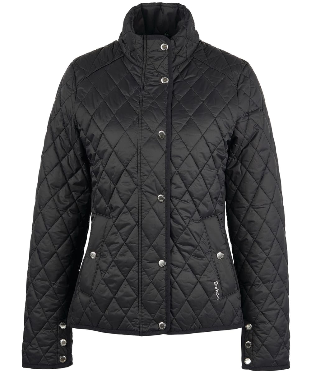 View Womens Barbour Yarrow Quilted Jacket Black Rose Garden Floral UK 16 information