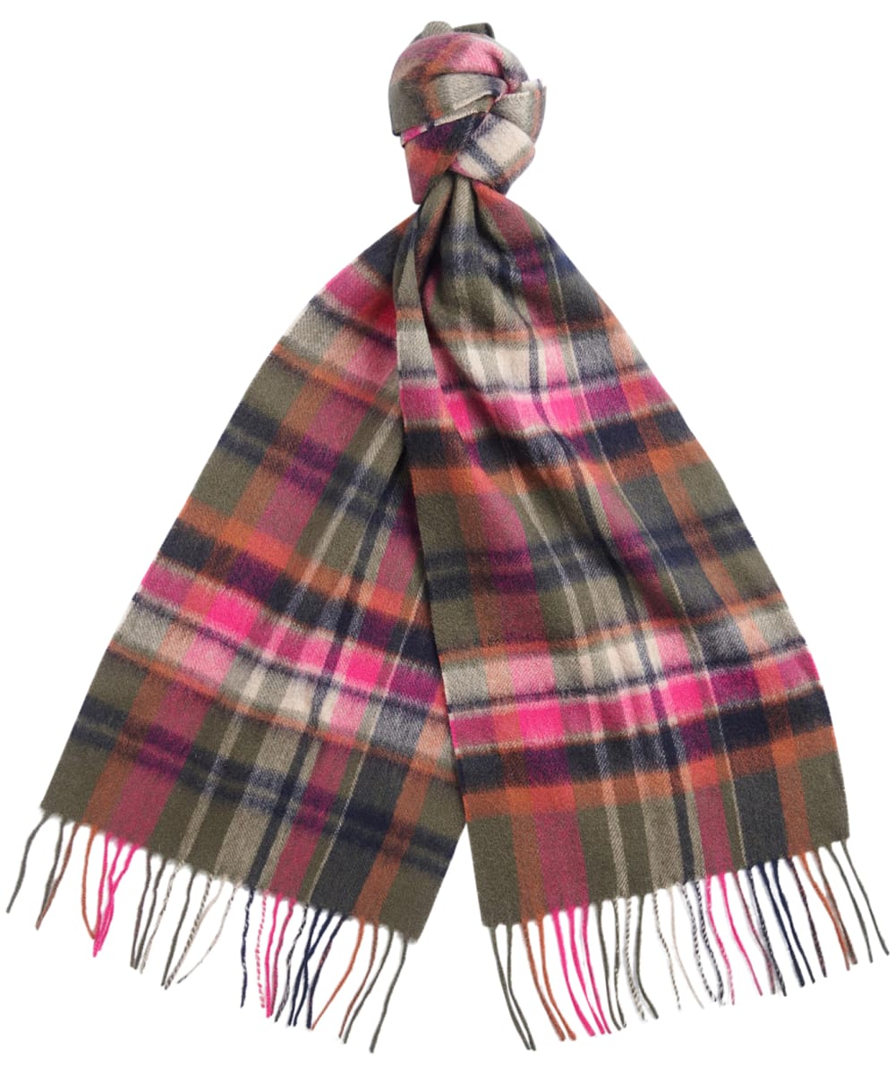 View Womens Barbour Vintage Winter Plaid Scarf Pink Dahlia One size information