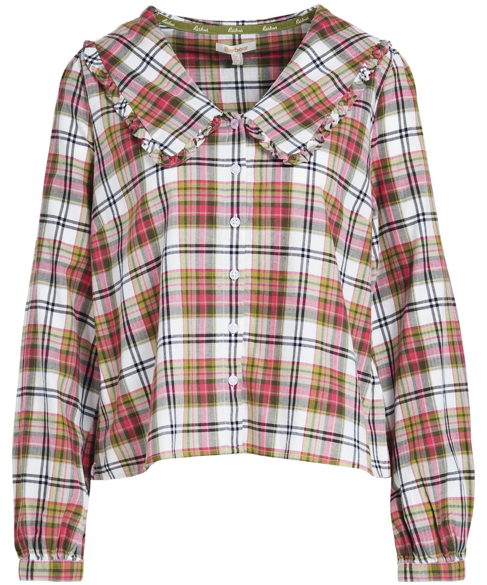 View Womens Barbour Shelly Long Sleeve Cotton Top Cloud Check UK 16 information