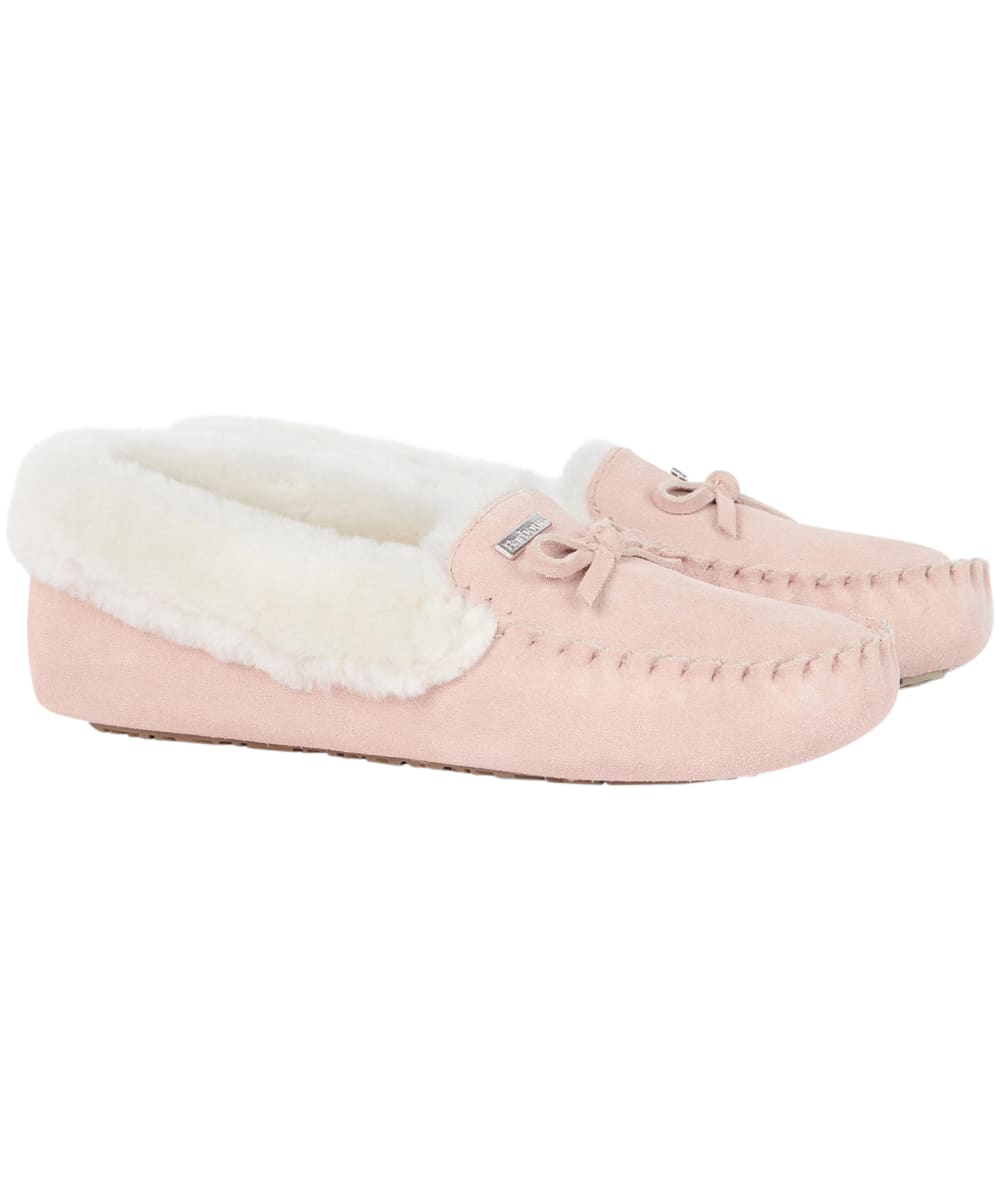 View Womens Barbour Maggie Moccasin Slippers Pink Suede UK 5 information