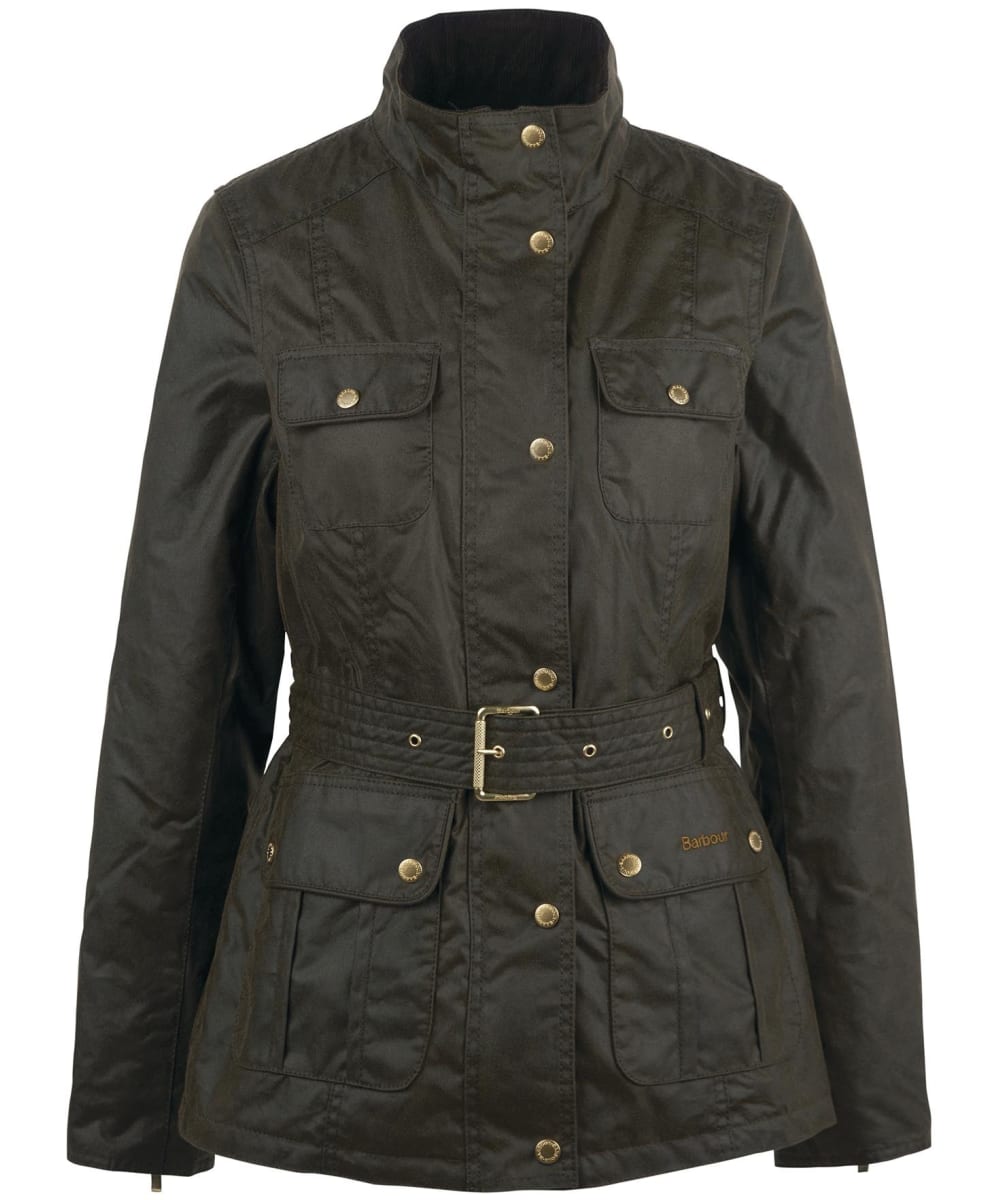 View Womens Barbour Winter Belted Utility Wax Jacket Olive Rose Garden Floral UK 12 information