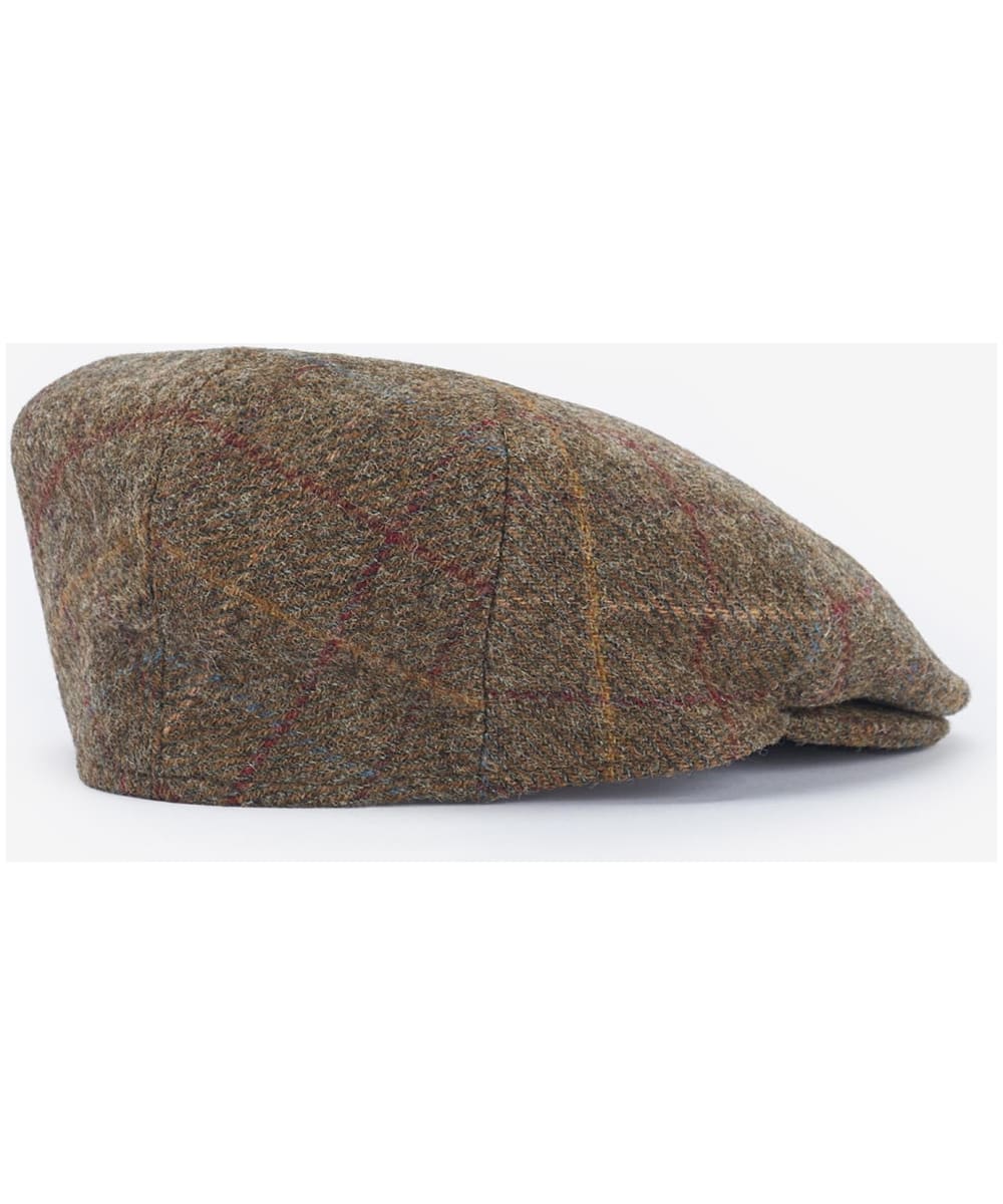 View Mens Barbour Wool Crieff Flat Cap Olive Blue Red 7 12 61cm information