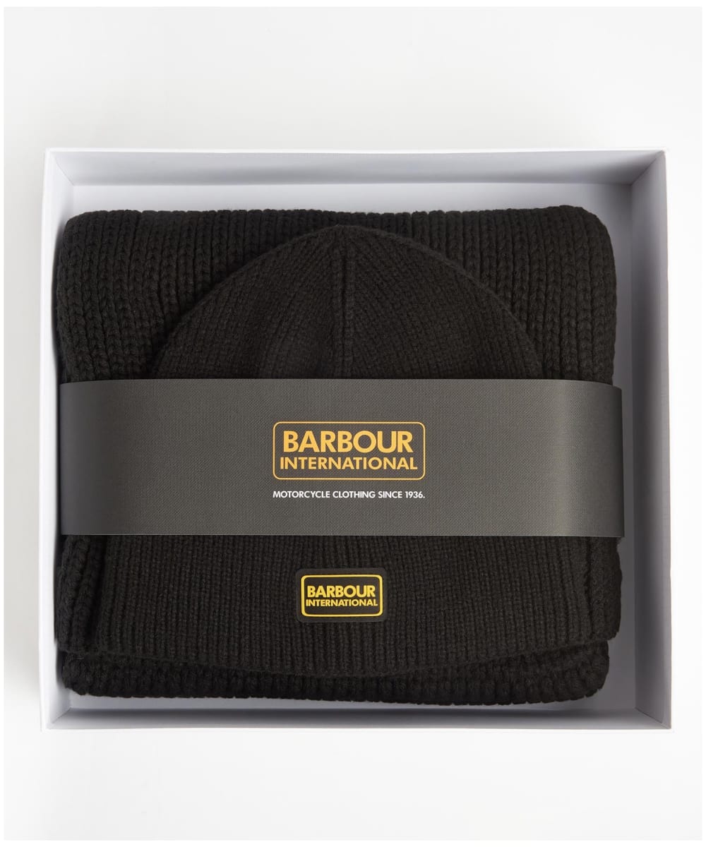 View Mens Barbour International Sweeper Legacy Beanie Set Black One size information