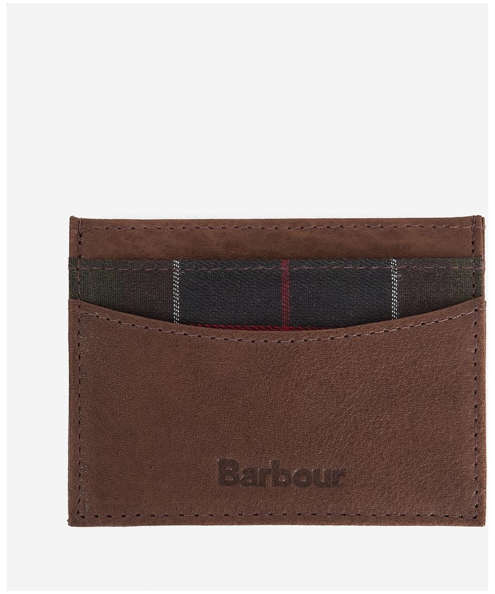 View Mens Barbour Leather Valet Tray And Card Holder Gift Set Classic Tartan Brown One size information