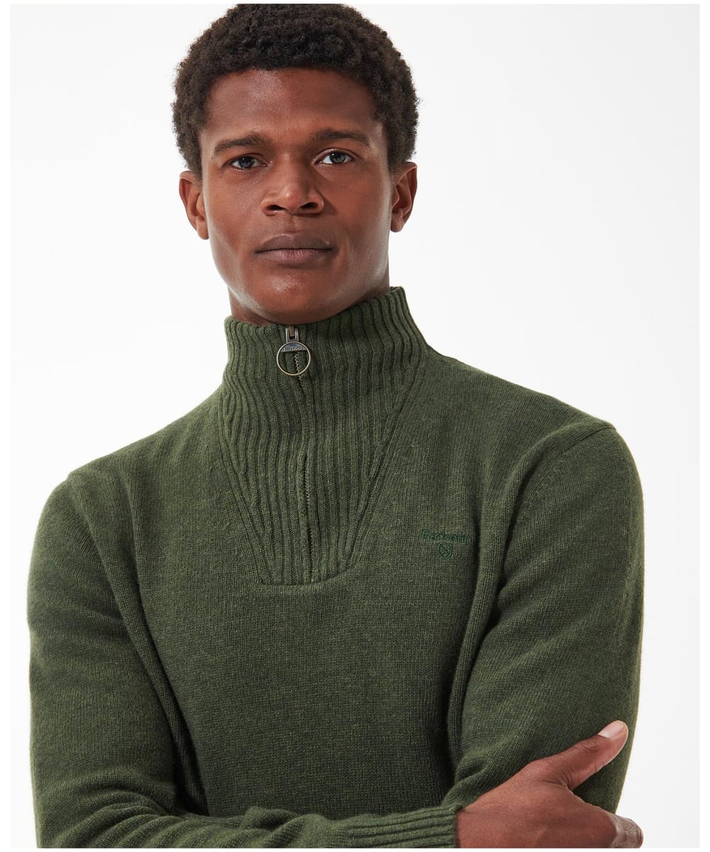 Barbour essential lambswool half zip jumper charcoal online