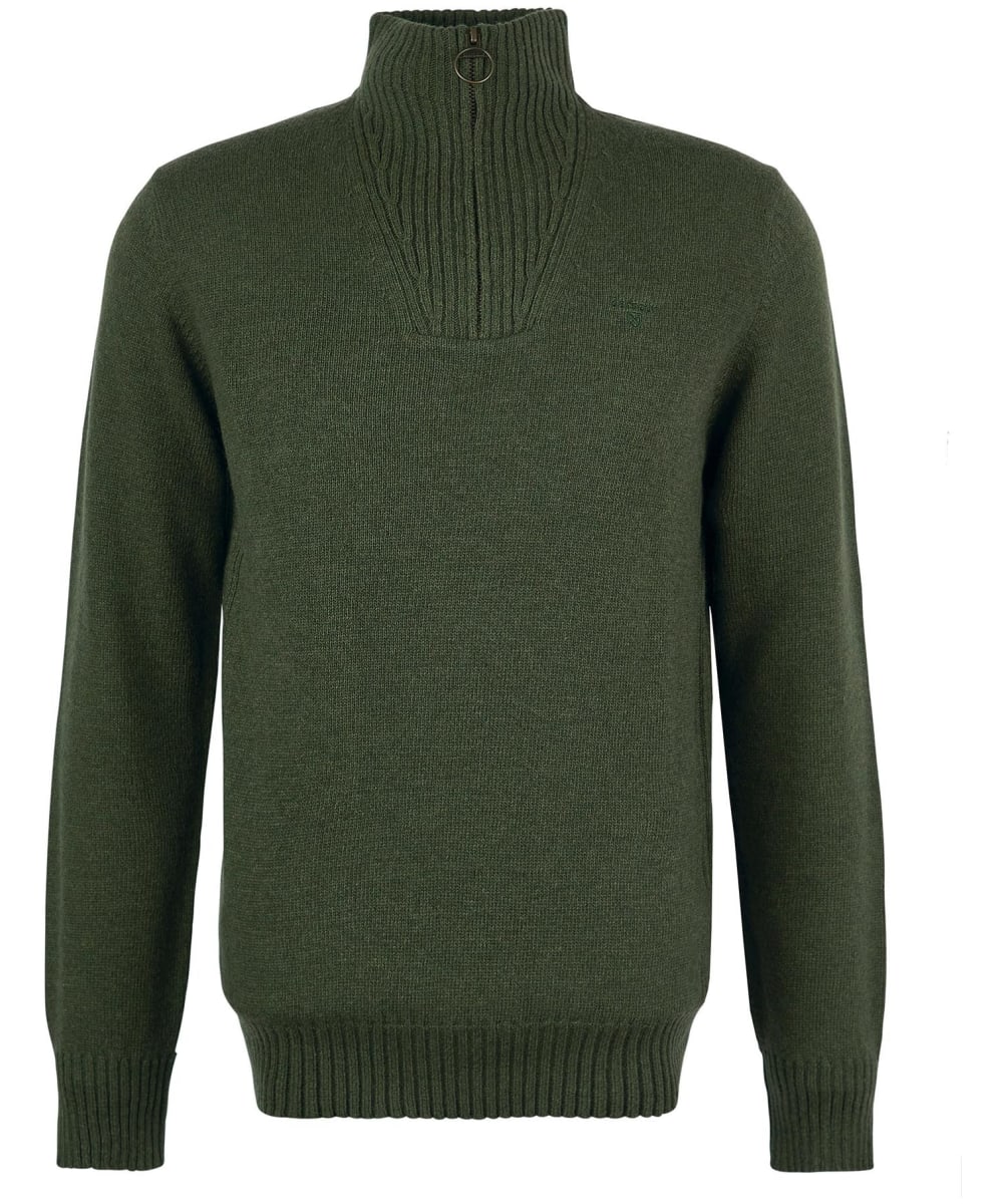 View Mens Barbour Essential Wool Half Zip Sweater Mid Olive UK M information