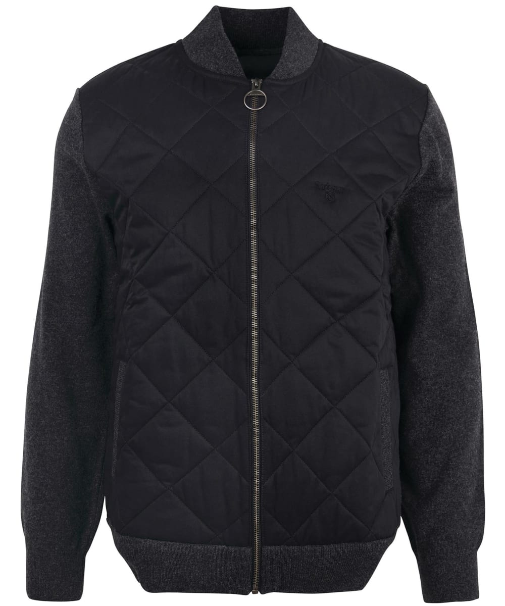 View Mens Barbour Essential Box Quilt Zip Through Sweater Charcoal Marl UK XXL information