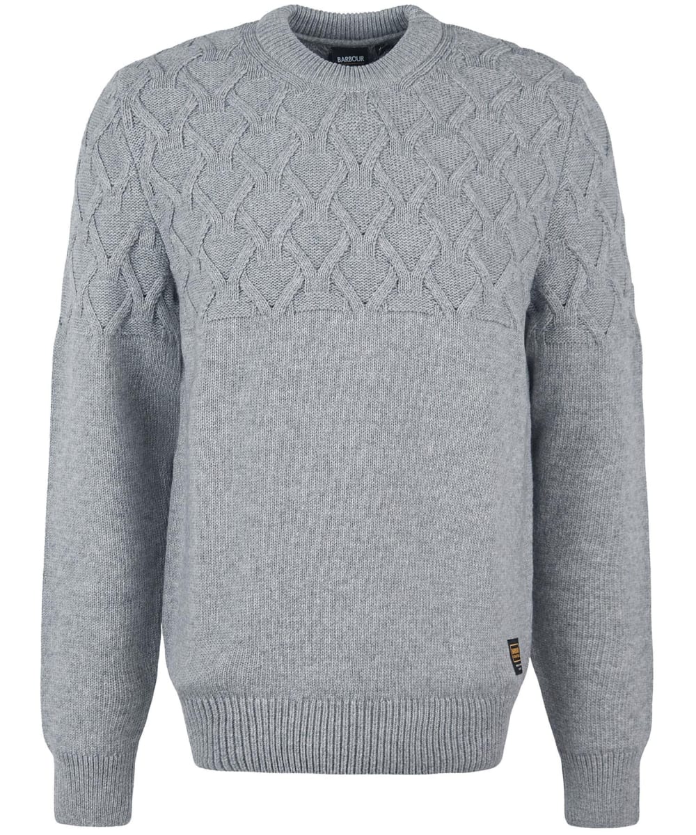 View Mens Barbour International Cable Crew Jumper Grey Marl UK M information
