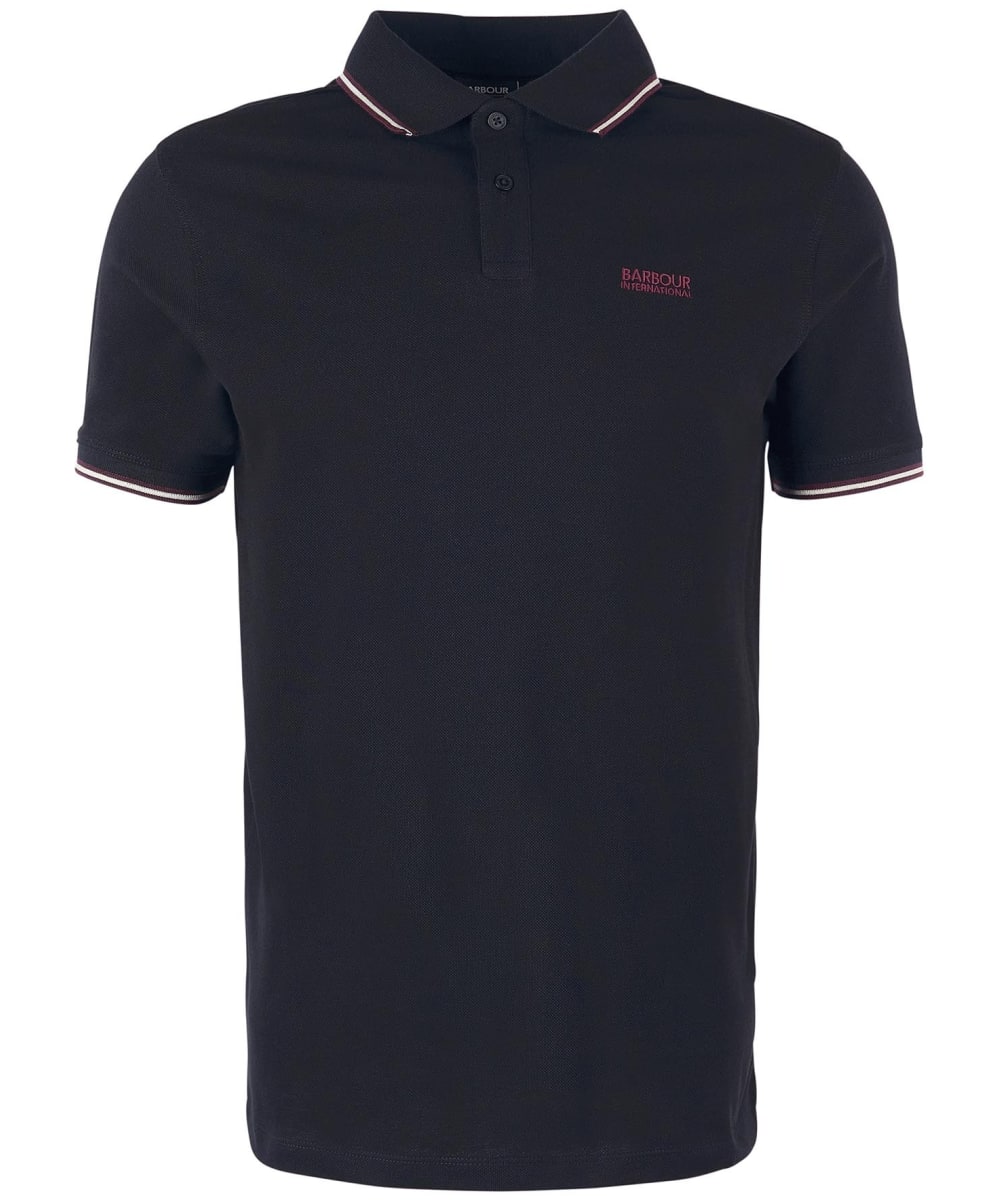 View Mens Barbour International Rider Tipped Polo New Black UK M information