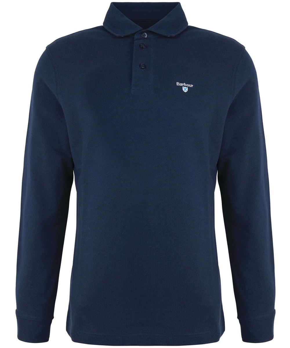 View Mens Barbour Firbank Long Sleeve Polo Shirt Navy UK XXL information