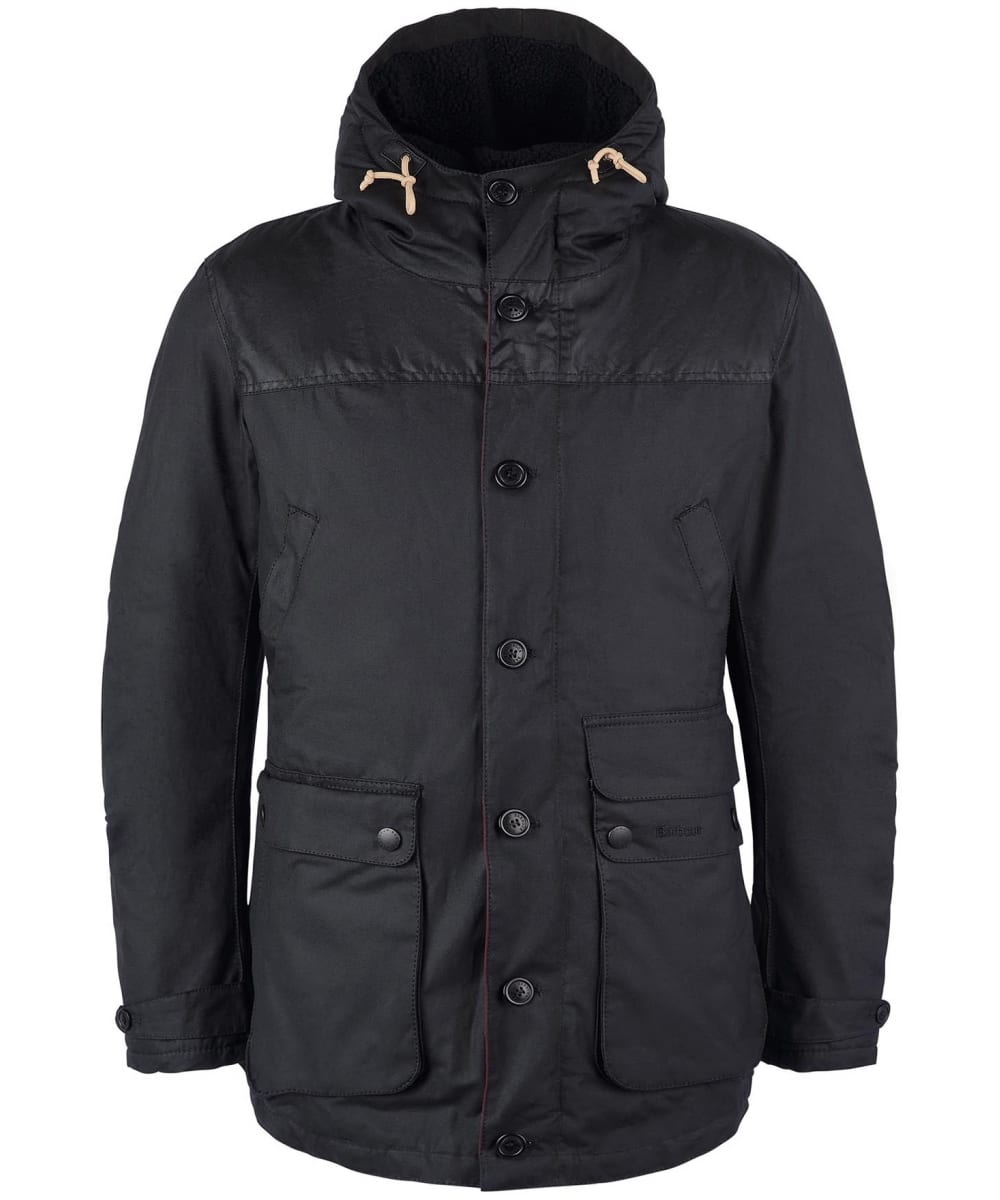 View Mens Barbour Game Waxed Parka Jacket Black Classic Tartan UK S information