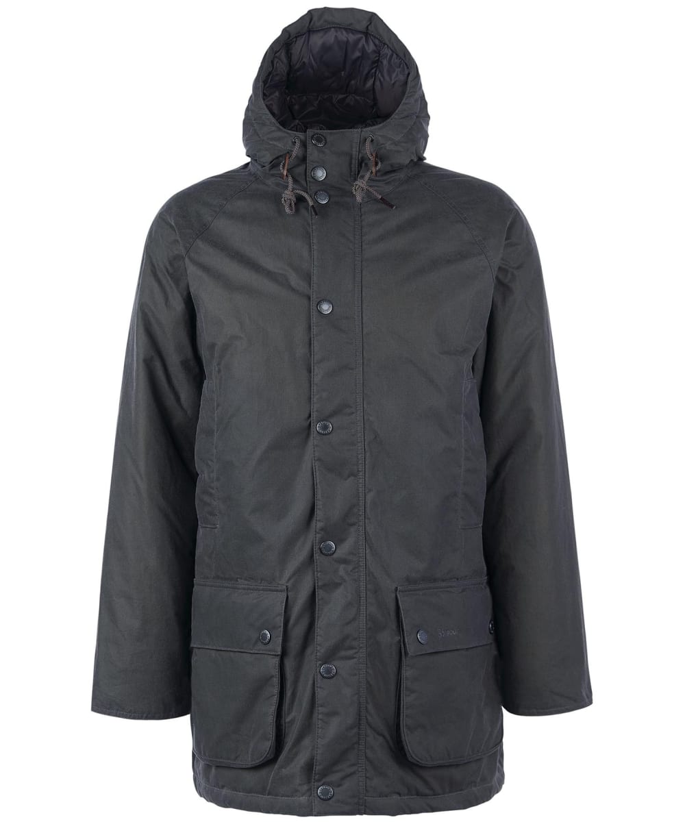 View Mens Barbour Hooded Beaufort Wax Jacket Grey Black Slate UK XL information