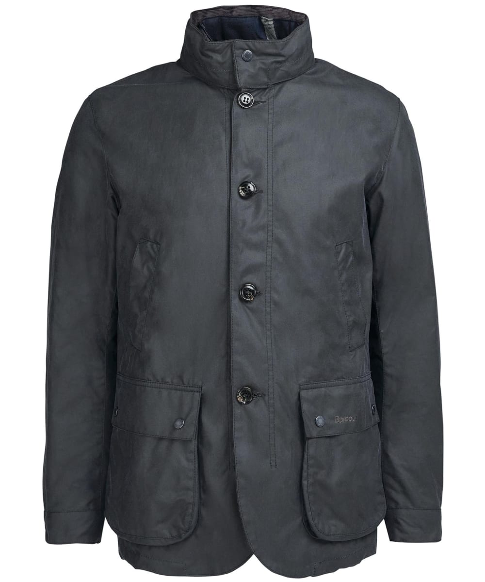 View Mens Barbour Century Wax Jacket Grey Black Slate UK S information