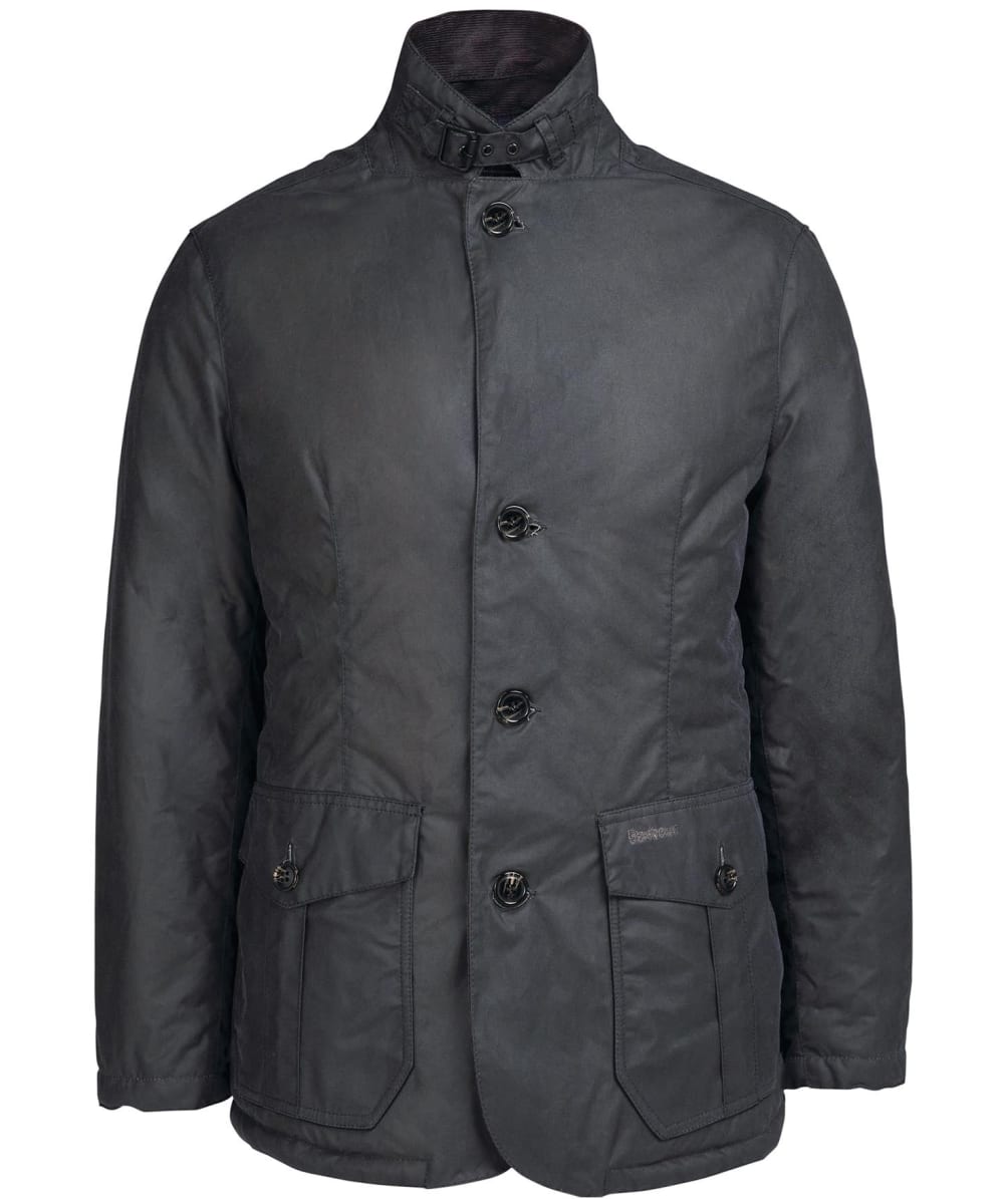 View Mens Barbour Winter Lutz Wax Jacket Grey Black Slate UK M information