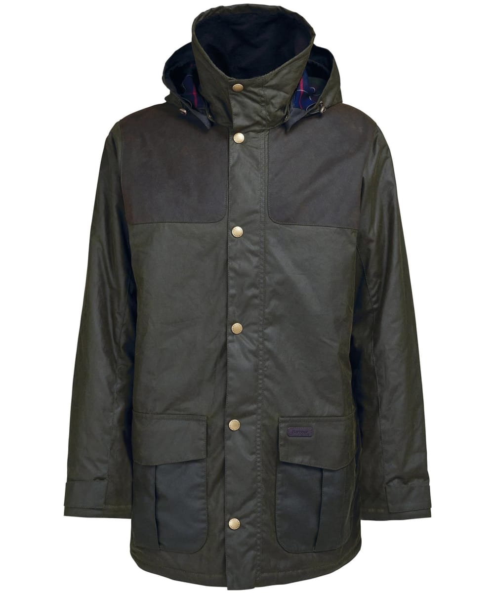 View Mens Barbour Ollerton Waxed Cotton Jacket Archive Olive UK L information