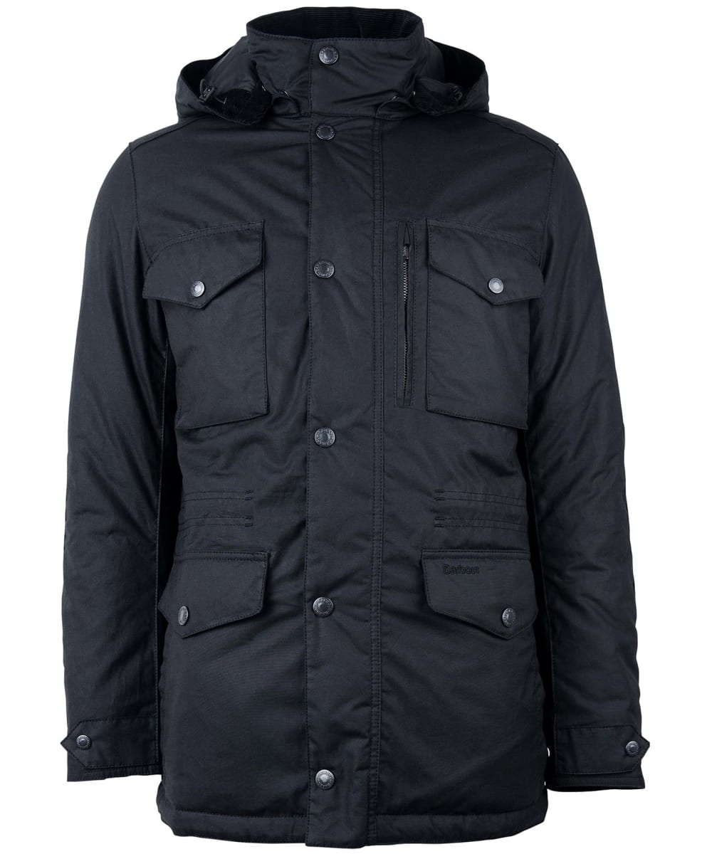View Mens Barbour Winter Sapper Wax Jacket Black Black Slate UK XL information