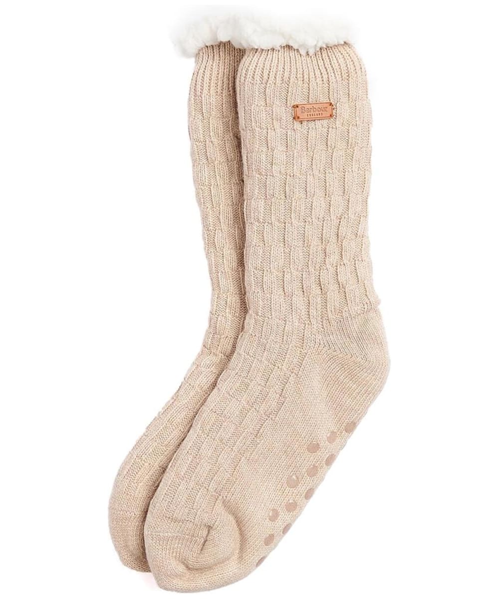 View Womens Barbour Cable Knit Lounge Socks Oatmeal One size information