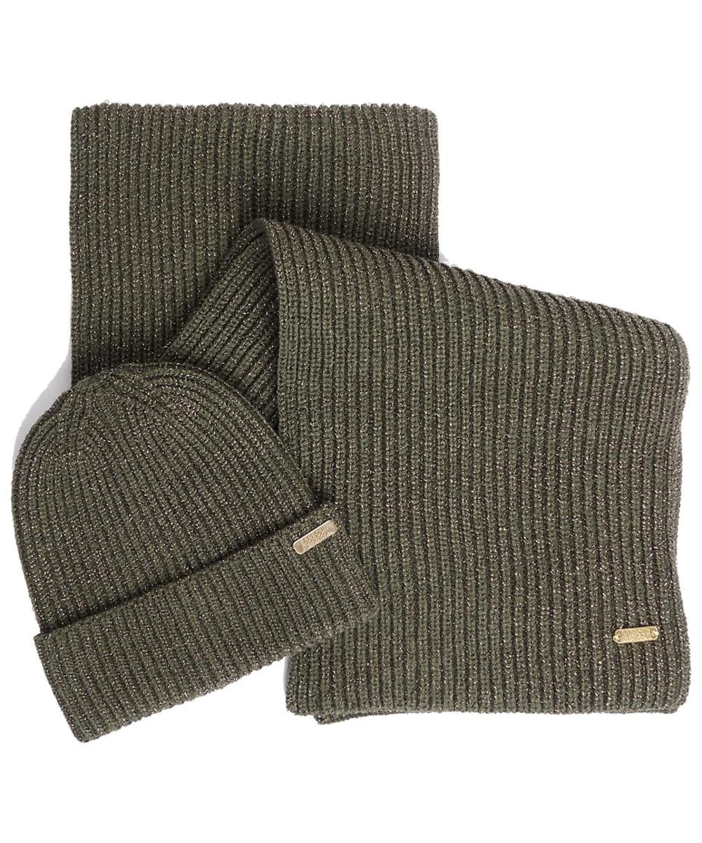 View Womens Barbour International Estoril Beanie Scarf Gift Set Envy Olive One size information