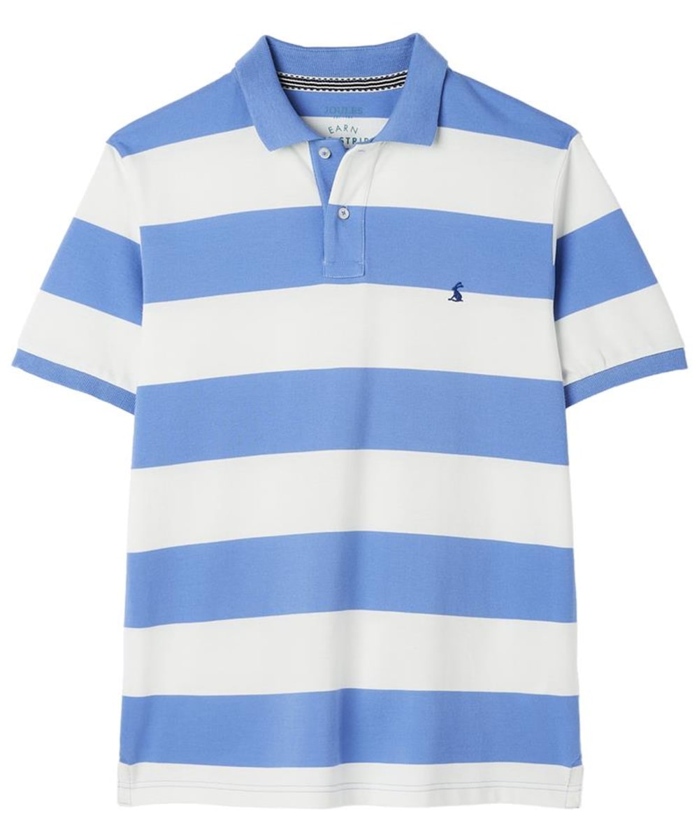 View Mens Joules Filbert Cotton Polo Shirt Mid Blue White Stripe UK XL information